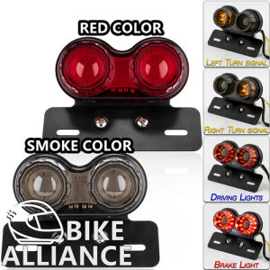 ✔READY STOCK✔ DOUBLE ROUND SHAPE TAIL LIGHT & NUMBER PLATE FRAME TAIL LAMP BRAKE LIGHT SIGNAL UNIVERSAL CAFE RACER