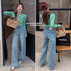 Casual Mid-Rise Skinny Womens Jeans High WaistedStraight-Leg Cargo Pants Leggings Long Trousers Universal Four-Way Stretch Blue Denim