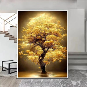 Jigsaw Puzzle for Adults 1000Pieces Abstract Gold Money Tree Artwork DIY Craft Home Wall Decoration Gift Idea