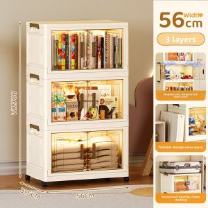 MEIZHUFU | Folding Storage Cabinet No Installation Home Use For Childrens Toys And Snacks Plastic