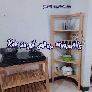 Rak Ambalan Kayu yang Berdiri 4 Tingkat Penyimpanan Efisien dan Estetika yang Menawan Ruang Dapur