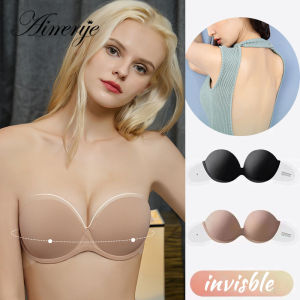 Aimerye Summer Plus Size Push Up Nubra Strapless Invisible Wedding Dress Bras Non-slip Beauty Back Lingerie