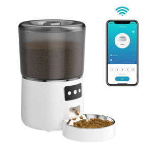 4L Automatic Cat Feeder 2.4G WiFi Enabled Smart Dry Food Dispenser for Cat and Dog Detachable Pet Feeder with Stainless Steel Bowl APP Control