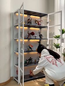 4/5 Layers Acrylic Bamboo Display Cabinet 2 Doors Three Sided Transparency Garage Kit Storage