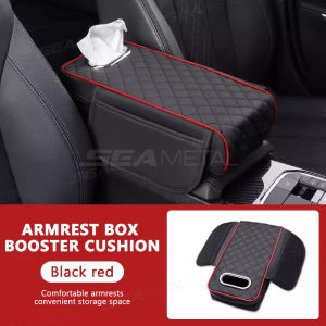 BLALION Car Armrest Cover PU Leather With Tissue Storage Memory Foam Height Pad Auto Center Armrest Protective Cushion Support