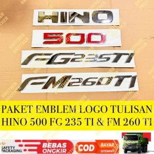 Emblem Logo Tulisan Hino 500 FM 260 TI FG 235 TI Chrome Mobil Universal