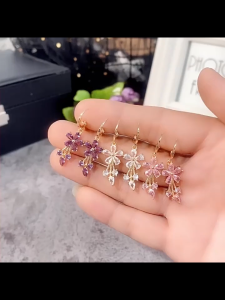 Floral Cubic Zirconia Earrings for Women - Luxury Gold Plated Office Earrings with Sparkling CZ Stones Elegant Floral Design for Party & Daily Wear