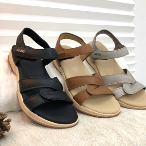 Guzzi Women’s Genuine Leather Velcro Strap Sandals – Comfortable Lightweight Casual (Kasut Perempuan) GLS-60025