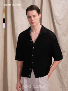 Polo Shirt Scoop Neck Lace Knitting