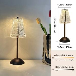 Đèn Bàn LED Sạc USB Cảm Biến Cảm Ứng Đèn Ngủ 3 Màu Đèn Không Dây Đầu Giường Không Dây Cho Nhà Hàng Khách Sạn Bar