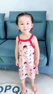 Combo 6 váy 2 dây văi tăm lạnh QC thoáng mát xinh xắn mùa hè cho bé gái 8-36kg