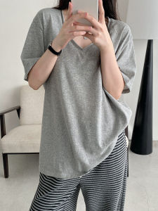 La Chapelle | Shallow Color V-Neck Loose Summer Casual T-Shirt