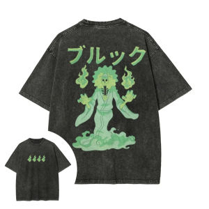 Bandai | One Piece Mens and Womens Washed T-Shirt Brook Clothing Summer and Spring Anime Classic Tee Retro Distressed Short Sleeve