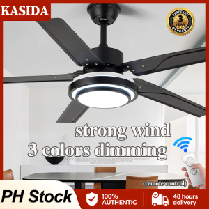 KASIDA 52inch ceiling fan with light modern ceiling lights with fan and remote 3 colors lights 6 Speeds ceiling fan light stainless steel ceiling fan with led light silent ceiling fan heavy duty for living room bedroom dining room