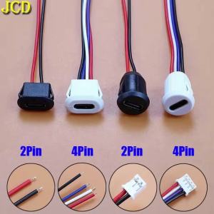 JCD 5 Chiếc USB Type-C Nữ Bộ Kết Nối Ổ Cắm 2Pin/4Pin Đen/Trắng PH2.0 Nhà Ga Hàn Dây Cho DIY Cáp Cổng Sạc
