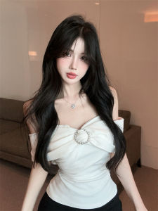 GUZILIAN | Chic Spring Summer Womens Butterfly Knot Strap Vest Spicy Girl Simple Desire White Shirt Korean Style Commute Fashion Pear Body Type