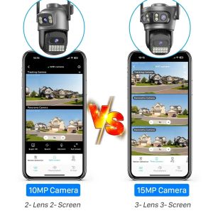 6K 15MP 5Ghz WIFI Three Lens Three Screens PTZ Wifi IP Camera 5K 10M Dual Lens Dual Screens Auto Tracking Outdoor Surveillance