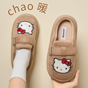 Dép Nữ Kitty Cat Bằng Vải Cotton Mùa Thu Đông Chống Trượt Ấm Áp Đế EVA Dép Bốt Thường Ngày Thoải Mái Thoáng Khí