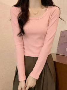 Casual Style Long Sleeve T-Shirt Womens Fashion U-Neck Base Shirt Daily Wear Spring Autumn Season Cotton Material Slim Fit