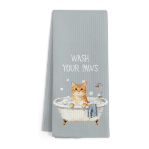 1 Piece Cute Cat-Themed Kitchen Towel Dish Towel Hand Towel Holiday Decoration Hand Towel Soft Absorbent Drying Cloth Kitchen Decoration Table Decoration Kitchen Supplies Home Decor