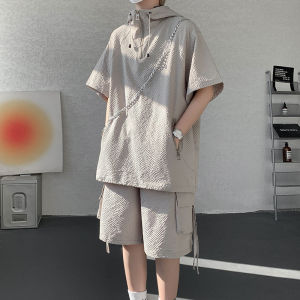 Kawadu | Summer Men High-end Niche American Style Hooded T-shirt Short Set