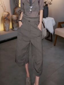 MANMI | Quần Short Đô Rộng Thời Trang Màu Xám Cho Nữ