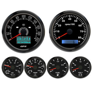 RYSJM | 6 Gauge Kit 85mm GPS Speedometer 200KM/H Tachometer 8000RPM Fuel Level Water Temp 0-120℃ Oil Pressure Gauge 12V Voltage Meter