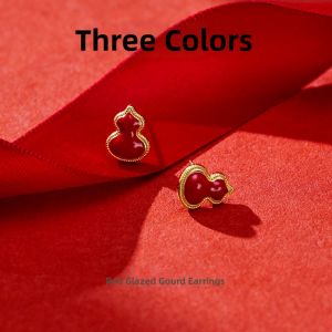3COLOUR·S | Lucky Red New Year Glaze Earrings S925 Silver Pin