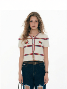 TEENIE WEENIE | Retro Striped Summer Short Sleeve Womens Knitwear