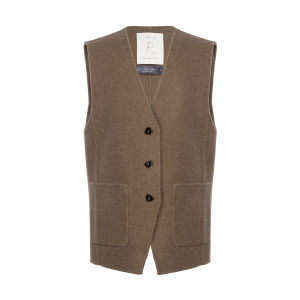 Lightweight Wool Silk Cashmere Blend Herringbone Vest