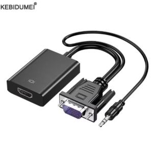 kebidumei | VGA to HDMI Converter Adapter Male to Female Cable With Audio 1080P VGA Adapter for PC Laptop to HDTV Projector