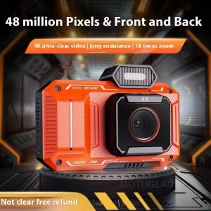 New student ccd digital camera HD retro camera 4K 48MP digital camera intelligent auto focus 18x zoom dual lens CMOS image sensor HD retro camera 6500W camera card filter selfie travel VLOG