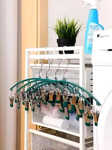 8686.lucky ไม้แขวนแบบหนีบ10 ตัวหนีบ ทนทาน พร้อมส่ง ราวตากผ้าสแตนเลส กันลื่น