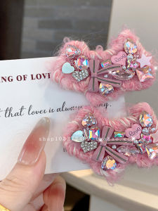 Elegant Pink Doggie Side Bangs Hair Clips Heavy Duty Luxurious Hair Accessories Combed Clips Duckbill Clips Fashionable Hairpins