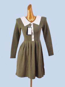 Váy Dệt Kim Cổ Búp Bê Dáng Chữ a Che Bụng Cổ Điển Thanh Lịch Cho Nữ Mùa Thu 2023 Váy Công Sở Dài Tay