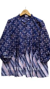 SHANNUM SERIES KEJORA WARNA NAVY MOCCA BLOUSE BATIK KERJA WANITA KATUN HALUS PREMIUM