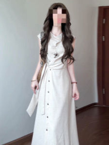 LIRENQING | Elegant French Style Linen Dress Slim Fit