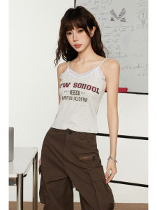 Áo Ba Lỗ Ren Gợi Cảm Phong Cách Mỹ Cho Nữ Mùa Hè Áo Khoác Ngoài Áo Ba Lỗ Không Tay Thiết Kế Thon Gọn Áo Ba Lỗ Ngọt Ngào Và Cay Nồng