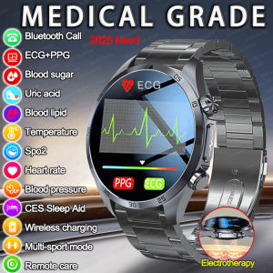2025New Medical Grade ECG+PPG Smart Watch Electrotherapy Blood Sugar Blood Lipid Uric Acid Massage Weight loss Health Smartwatch