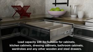 AOLISHENG ปิดนุ่ม เหล็กกล้าไร้สนิม สไลด์ลิ้นชัก 10 12 14 16 18 20 22 24 นิ้ว เมาท์ด้านข้าง ลิ้นชักตู้หนัก ตลับลูกปืนเม็ดกลม 1 คู่ เต็มรูปแบบตู้ครัวรางความจุ 45 กิโลกรัม