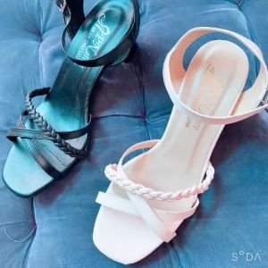 Giày sandal cao gót vuông 5p quai mảnh kết bính chéo chân siêu xinh SD11
