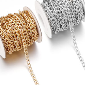 5 หลา/ม้วนโลหะอลูมิเนียม O-รูปโซ่ทองเงินสี Twist CHAIN สําหรับ DIY เครื่องประดับทําเสื้อผ้ากระเป๋าอุปกรณ์เสริม