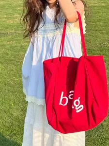 JIFANPAUL | Red Large Capacity Canvas Bag High Quality Relaxed Shoulder