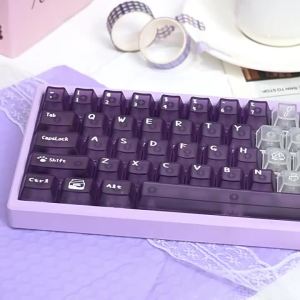 URE Meow Dessert Keycaps 136 Keys Cherry Profile Transparent PC Keycaps Purple Crystal Clear Keycaps For MX Mechanical Keyboard