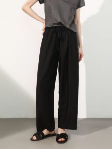 Miccbeirn | กางเกงขายาวผ้าไหมคอตตอนสไตล์เรียบง่ายสำหรับเดินทาง กางเกงขายาวทรงตรงบาง กางเกงขายาวทรงขากว้าง ทรงเข้ารูป ฤดูร้อน 2025