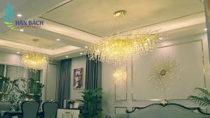 Đèn thả chùm HÂN BÁCH kiểu thả rua phòng khách đèn thả phong cách mới lạ sang trọng hình rễ cây thiên nhiên