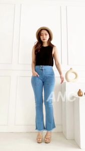 Celana Cutbray Jeans Wanita Terkini - Celana Cutbray Jumbo - Celana Cutbray Duyung - Cutbray Wanita Kancing Dua