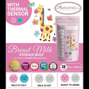 8 BOXES Autumnz Double ZipLock Breastmilk Milk Storage Bag - 28 bags / box - THERMAL SENSOR - 3.5 / 5 / 7 / 8 / 10 / 12oz | HUSHABUY