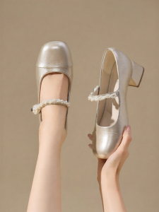 Josiny | French Coarse Heel Mary Jane Summer High Heels One Strap Soft Sole Flat