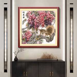 Modern Simple Style Cross Stitch Kit Squirrel Plump Grapes Dining Room Fruit DIY Embroidery Wall Decor Cotton Fabric Home Decor